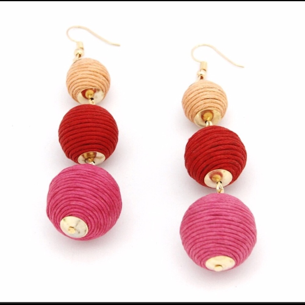 Triple Threaded Pink Ombre Earrings